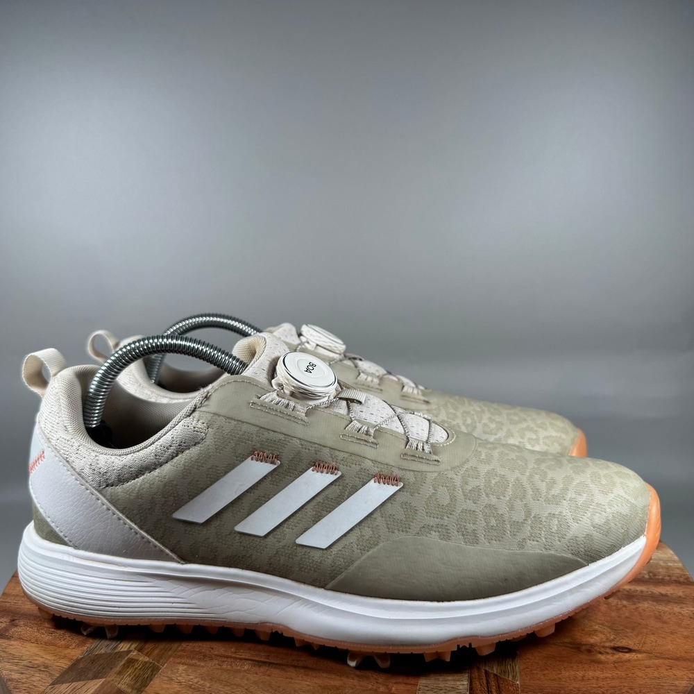Adidas Summervent BOA Womens Golf Shoes Spiked Beige Leopard GV9434 Size 11